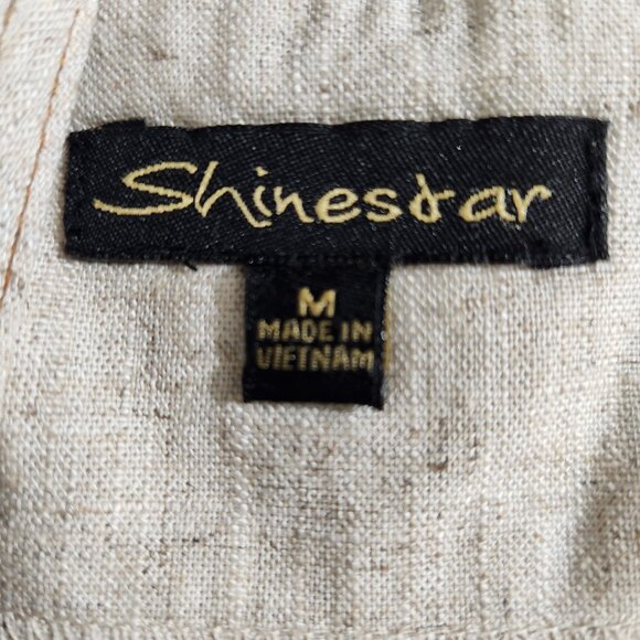 Shinestar Women Size M Linen Blend Button Front Belted Sleeveless Romper Casual - Picture 14 of 15
